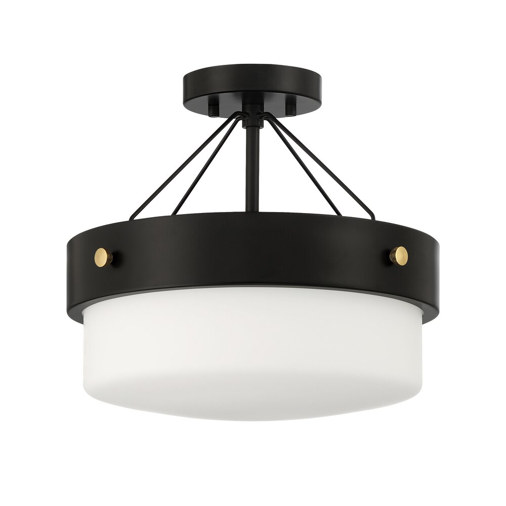 Craftmade 2 Light Convertible Semi Flush In Flat Black And Frosted Glass