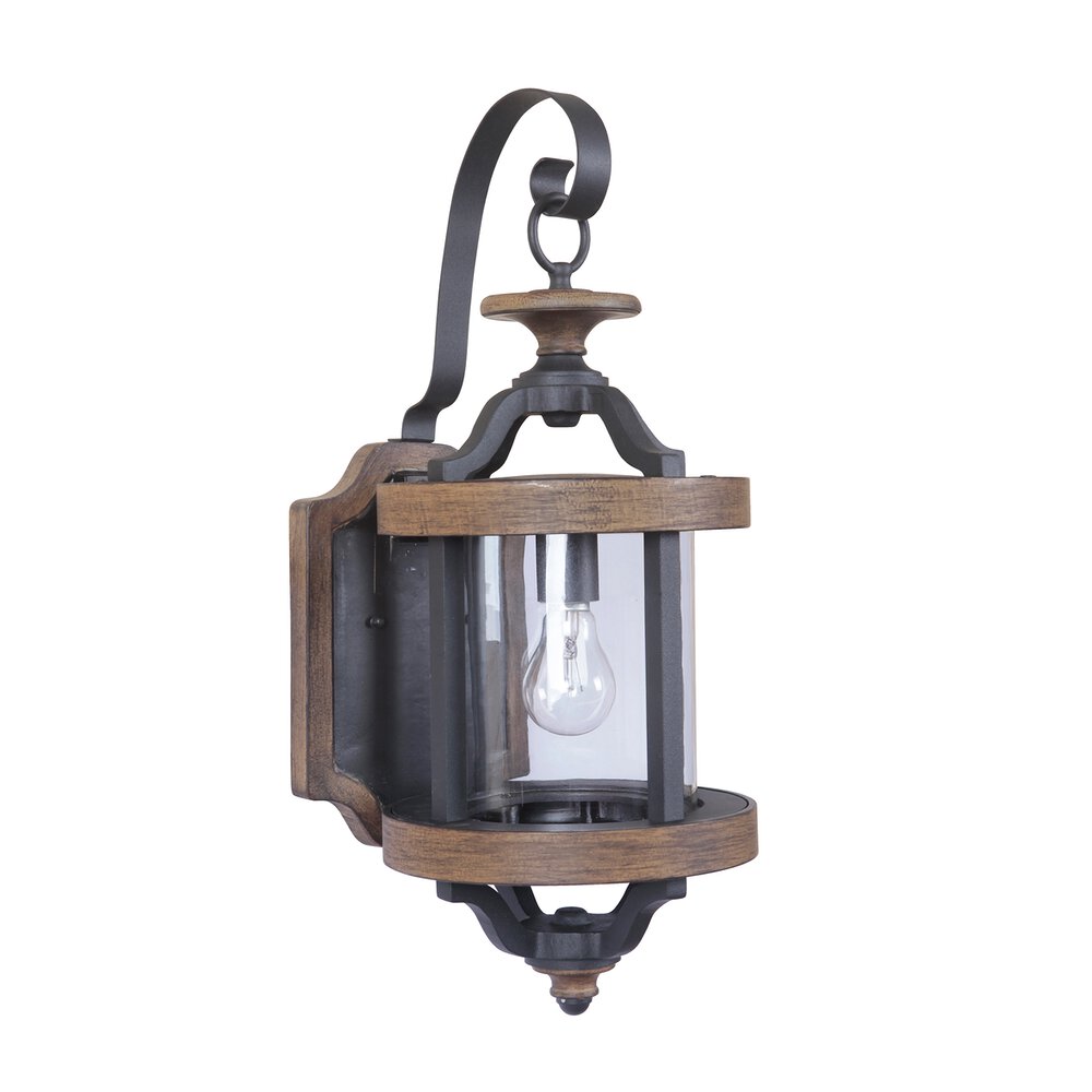 Craftmade 1 Light Medium Wall Mount In Textured Black / Whiskey Barrel And Clear Glass