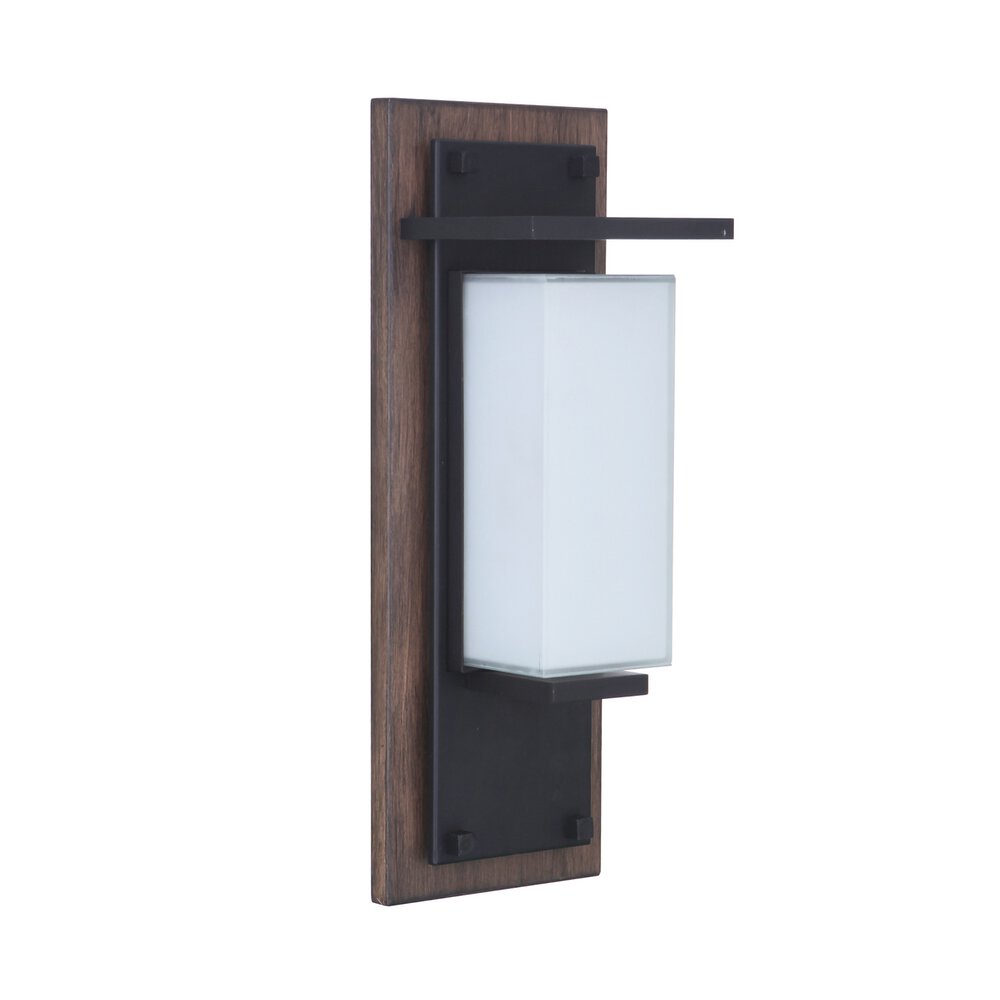 Craftmade Small Led Outdoor Pocket Lantern In Whiskey Barrel / Midnight And Frost White Glass