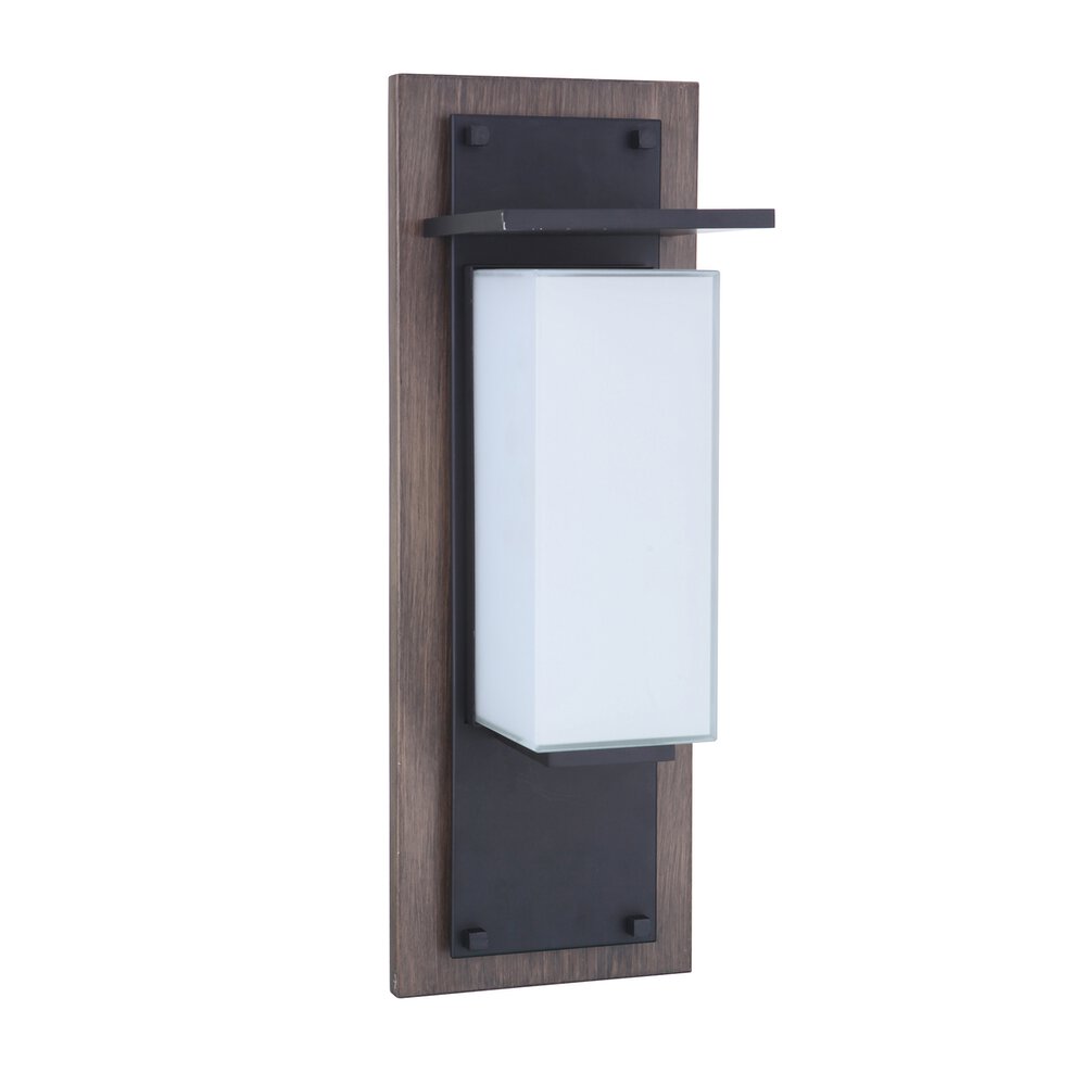 Craftmade Large Led Outdoor Pocket Lantern In Whiskey Barrel / Midnight And Frost White Glass