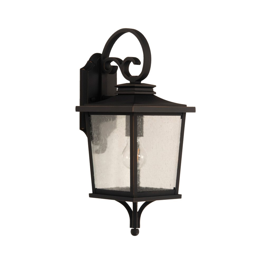 Craftmade Small 1 Light Outdoor Lantern In Dark Bronze Gilded And Seeded Glass