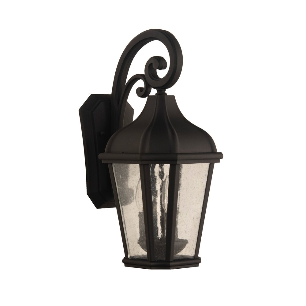 Craftmade Large 3 Light Outdoor Lantern In Matte Black And Seeded Glass