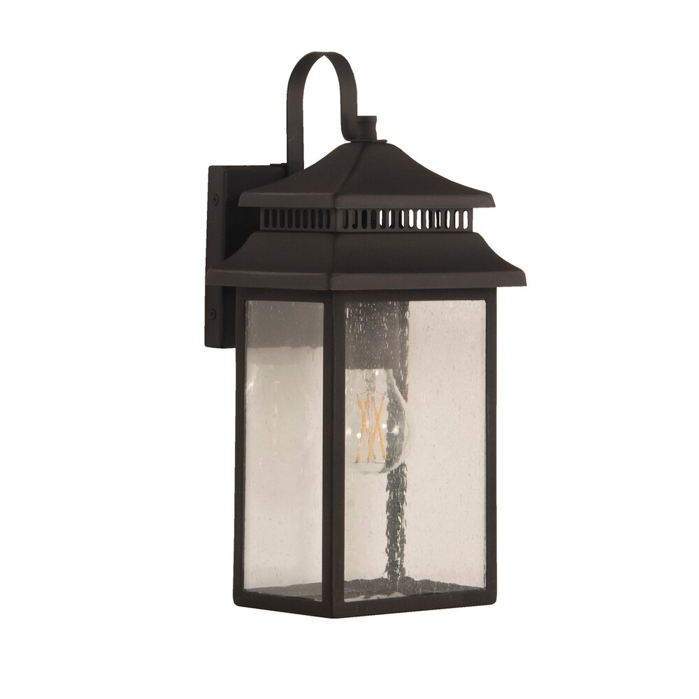 Craftmade Small 1 Light Outdoor Lantern In Dark Bronze Gilded And Seeded Glass