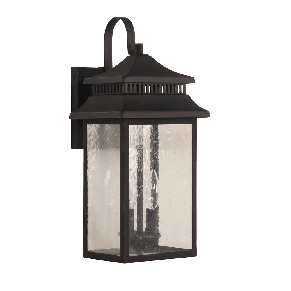 Craftmade Medium 2 Light Outdoor Lantern In Dark Bronze Gilded And Seeded Glass