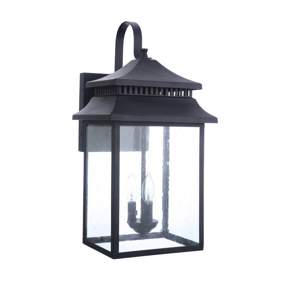 Craftmade Outdoor Lantern In Matte Black And Seeded Glass