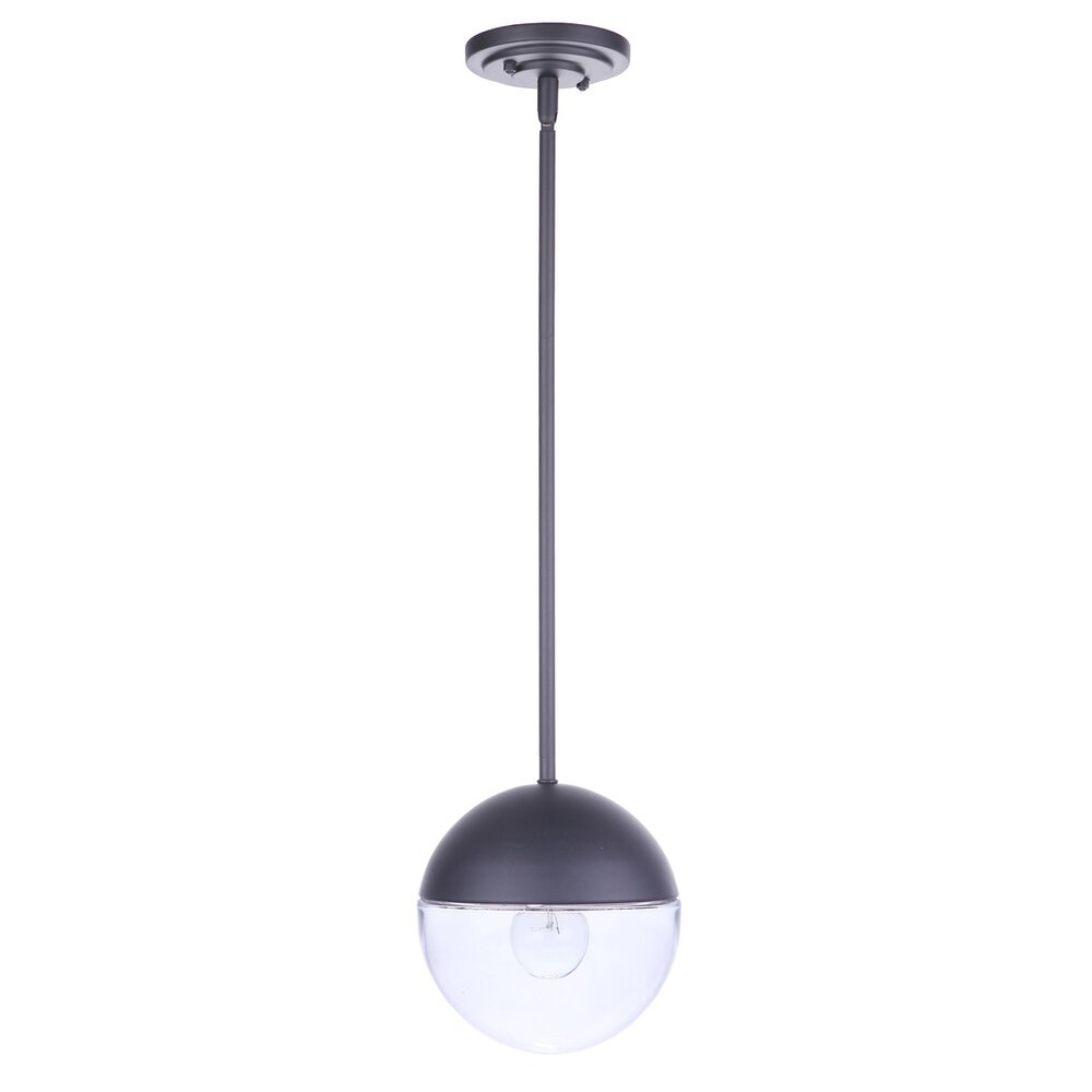 Craftmade 1 Light Outdoor Pendant In Midnight And Clear Glass