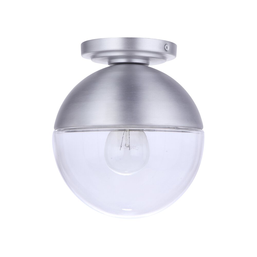 Craftmade 1 Light Outdoor Flush In Satin Aluminum And Clear Glass