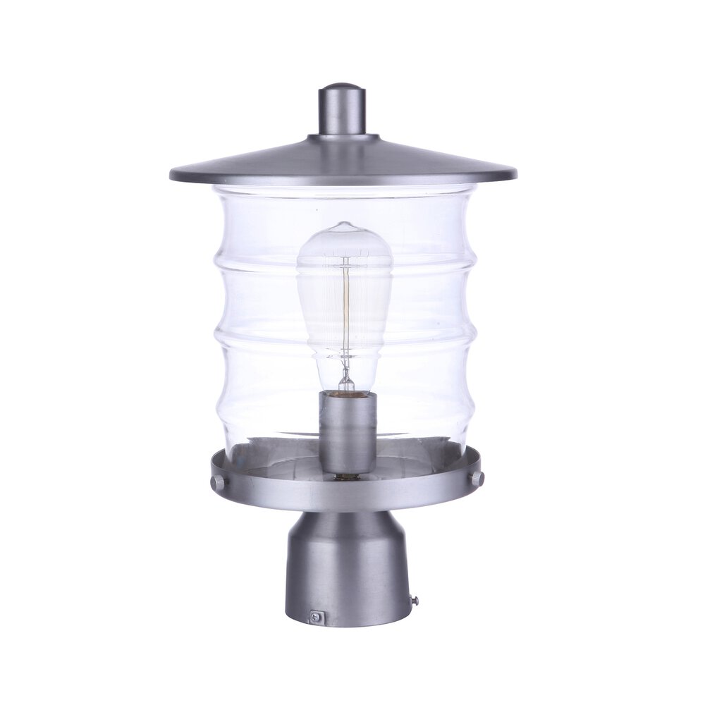 Craftmade 1 Light Outdoor Post Mount In Satin Aluminum And Clear Glass