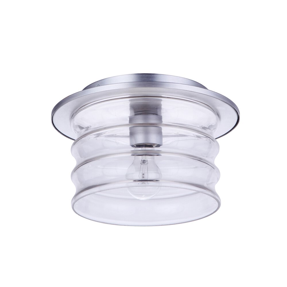 Craftmade 1 Light Outdoor Flush Mount In Satin Aluminum And Clear Glass