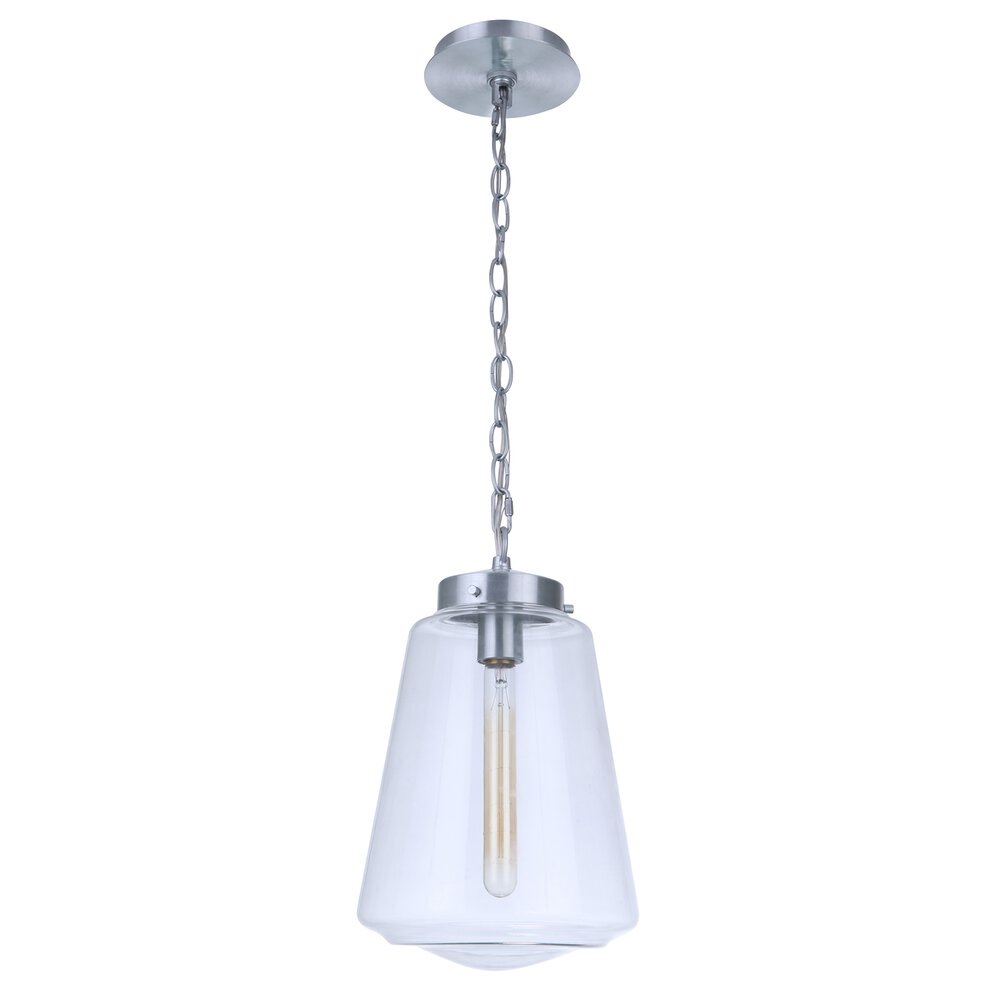 Craftmade 1 Light Outdoor Pendant In Satin Aluminum And Clear Glass