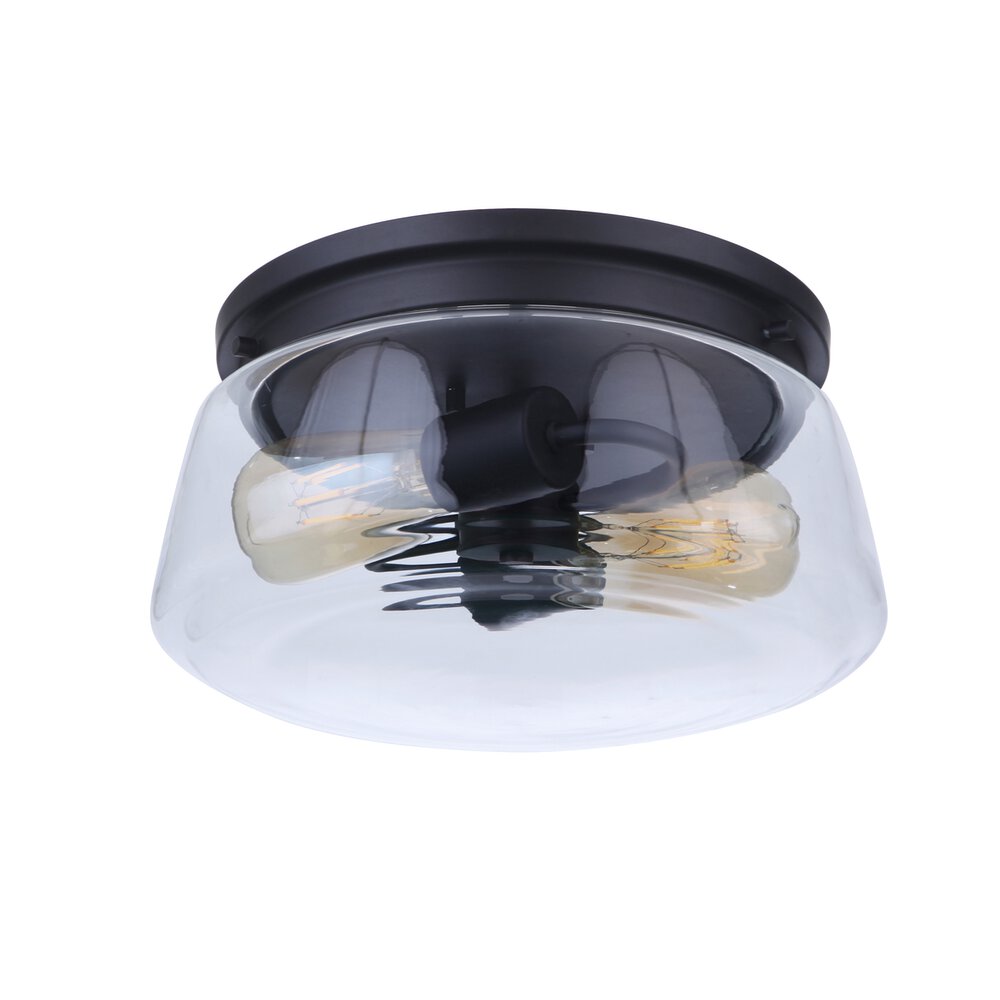 Craftmade 2 Light Outdoor Flushmount In Midnight And Clear Glass