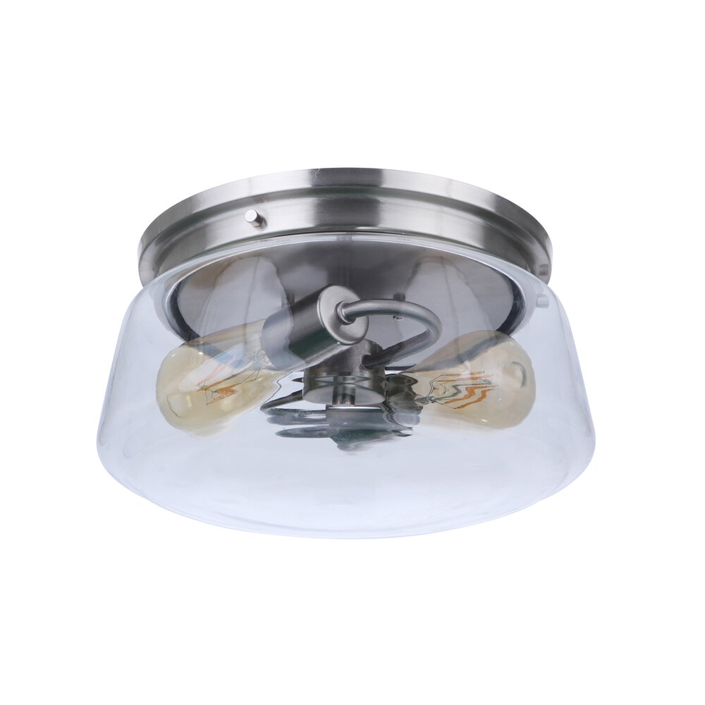 Craftmade 2 Light Outdoor Flushmount In Satin Aluminum And Clear Glass