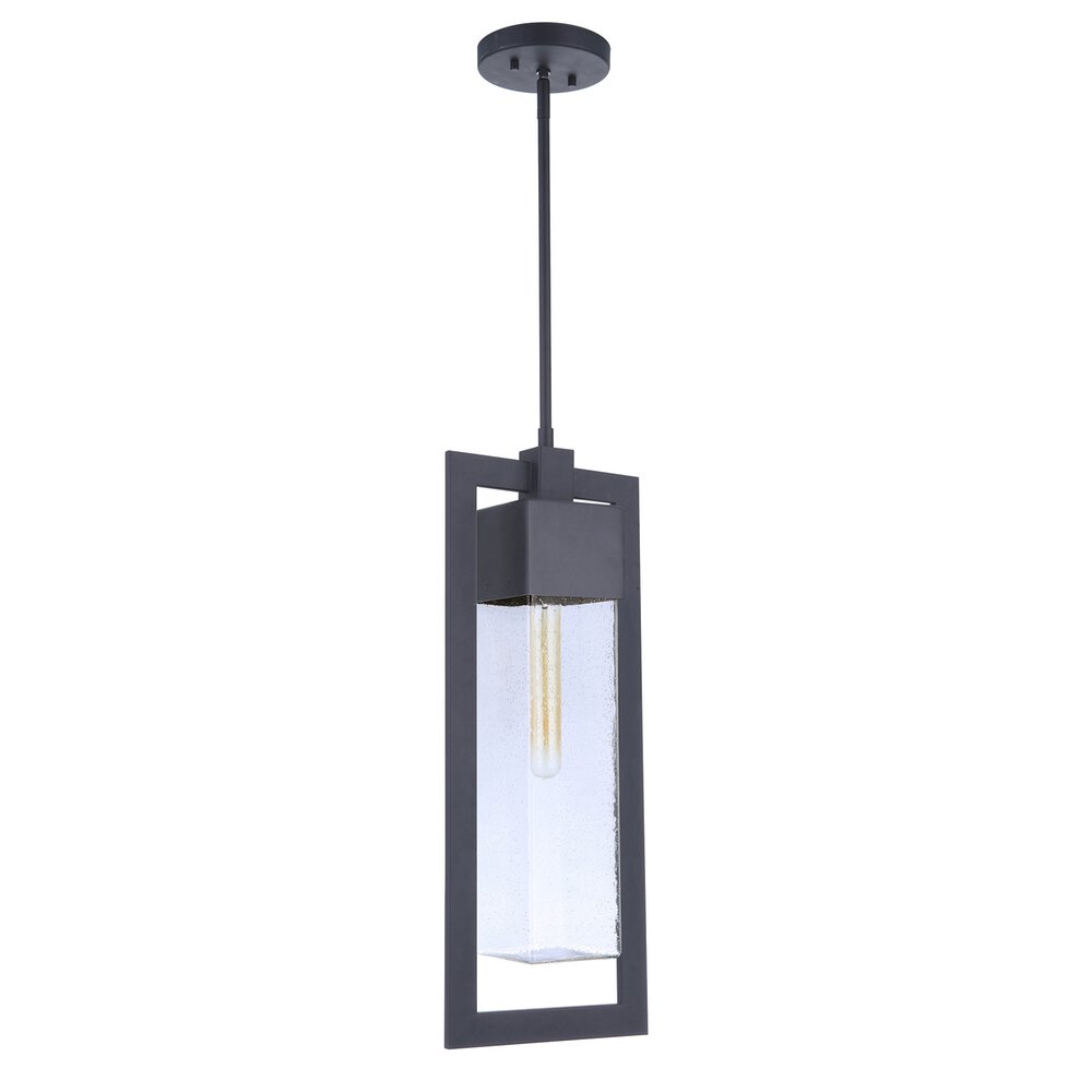 Craftmade 1 Light Outdoor Pendant In Midnight And Seeded Glass