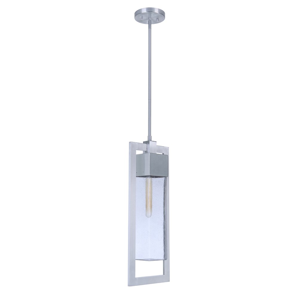Craftmade 1 Light Outdoor Pendant In Satin Aluminum And Seeded Glass