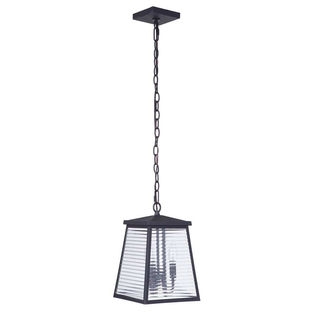 Craftmade 3 Light Outdoor Pendant In Midnight And Shiplap Glass