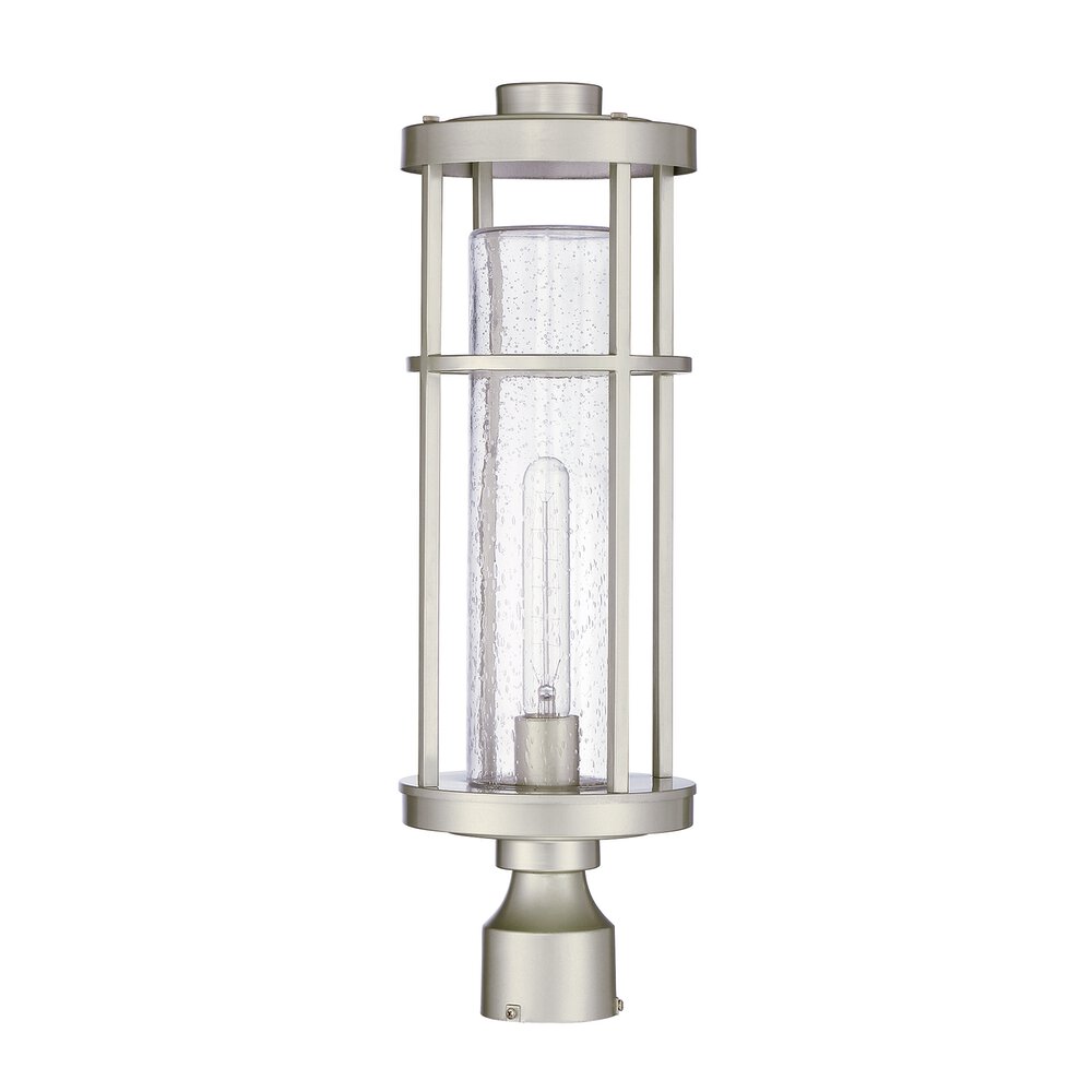 Craftmade 1 Light Post Mount In Satin Aluminum And Seeded Glass