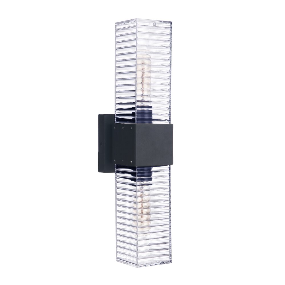 Craftmade Outdoor Lantern 2 Light In Midnight And Ribbed Glass