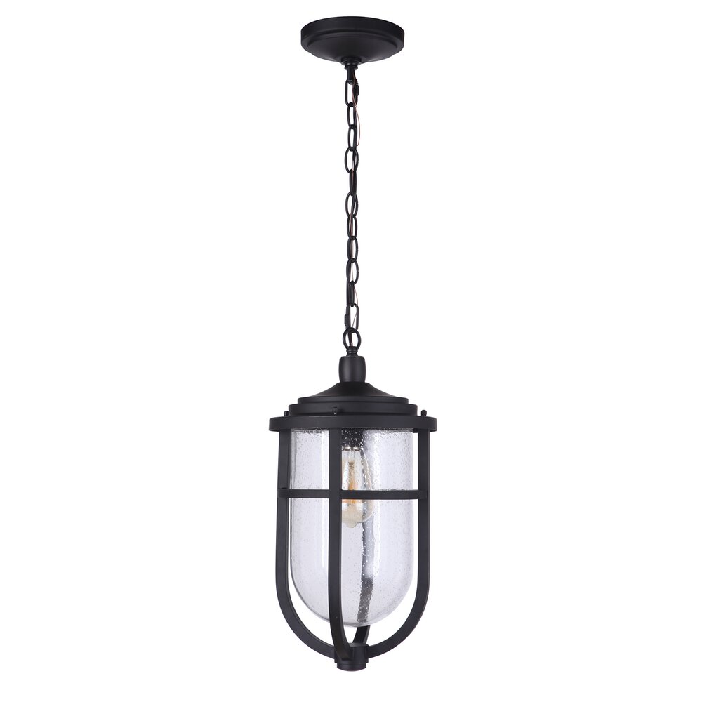 Craftmade Outdoor Pendant 1 Light In Midnight And Seeded Glass