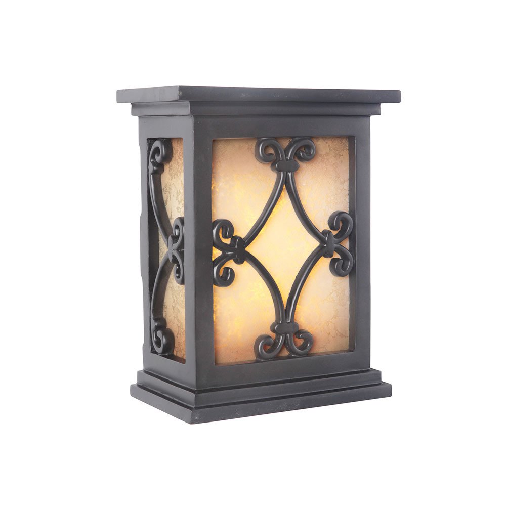 Craftmade LED Hand Carved Scroll w/Tea-Stained Glass Door Chime in Black Semi-Gloss
