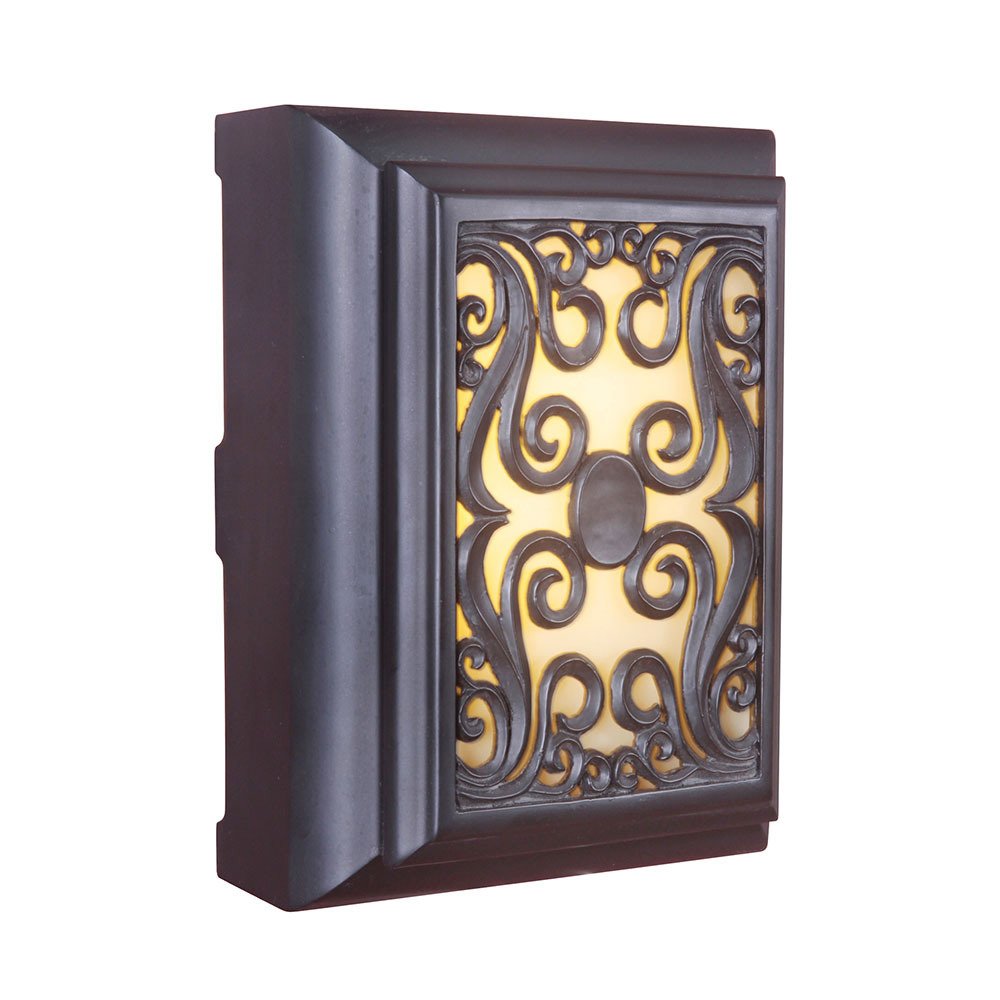 Craftmade LED Hand Carved Framed Scroll w/Amber Glass Door Chime in Oiled Bronze