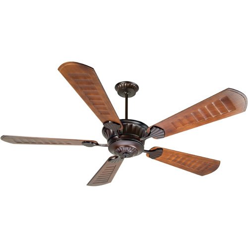 Craftmade 70" Ceiling Fan in Oiled Bronze with Custom Carved Blades in Scalloped Walnut