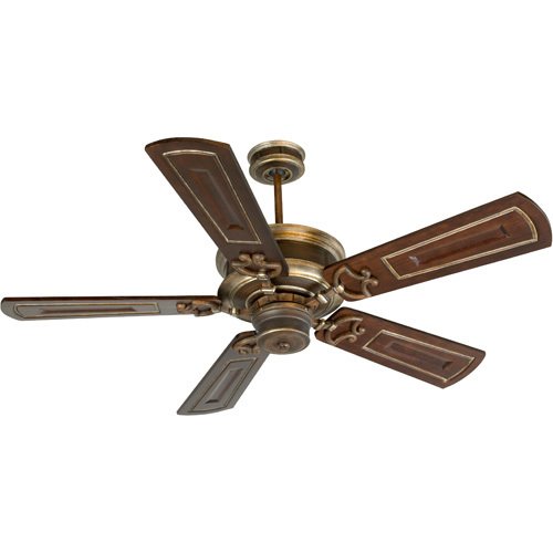 Craftmade 54" Ceiling Fan in Dark Coffee with Vintage Madera with Custom Carved Blades in Walnut/Vintage Madera