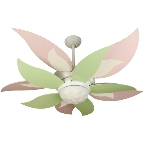 Craftmade 52" Ceiling Fan in White with Specialty Blades in Green and Integrated Light Kit