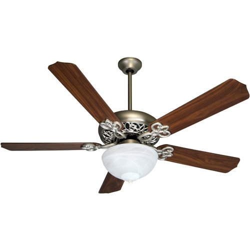 Craftmade 52" Ceiling Fan in Brushed Nickel with Contractor Blades in Walnut and Light Kit