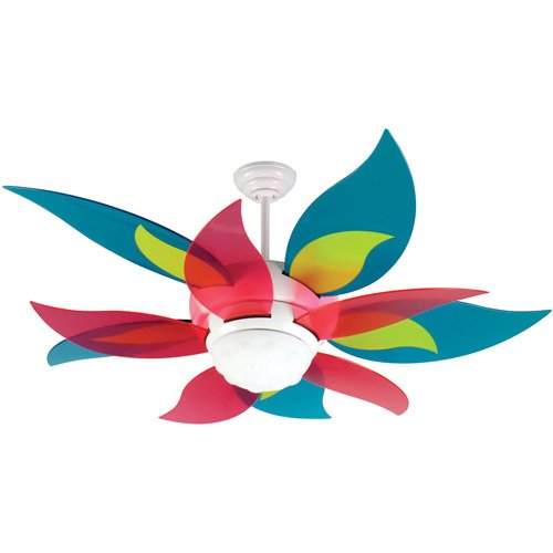 Craftmade 52" Ceiling Fan in White with Specialty Blades in Candy and Integrated Light Kit