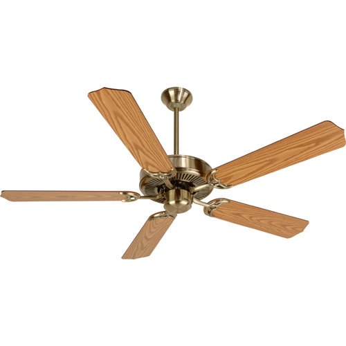 Craftmade 52" Contractor's Design Ceiling Fan in Antique Brass with Contractor Blades in Light Oak