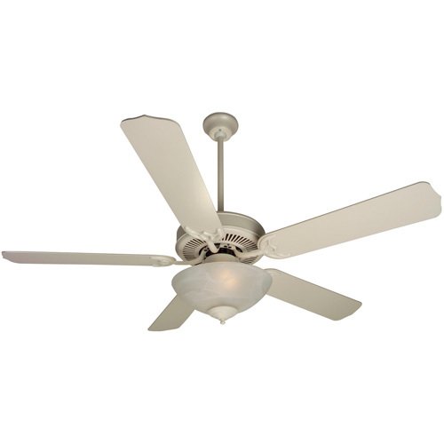 Craftmade 52" CD Ceiling Fan with Contractor Blades in Antique White and Light Kit
