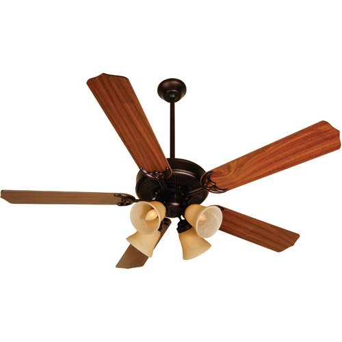 Craftmade 52" CD Ceiling Fan in Oiled Bronze with Contractor Blades in Walnut and Light Kit