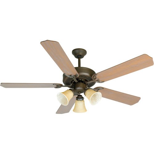 Craftmade 52" CD Ceiling Fan in Aged Bronze with Contractor Blades in Washed Walnut Birch and Light Kit