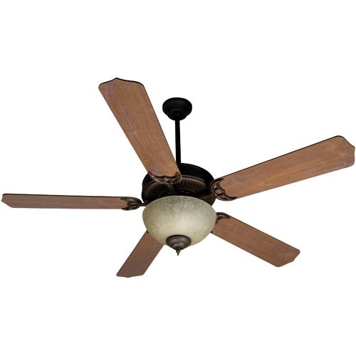 Craftmade 52" CD Ceiling Fan in Oiled Bronze with Contractor Blades in Washed Walnut Birch and Light Kit