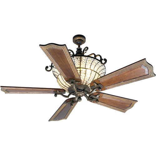 Craftmade 56" Ceiling Fan in Peruvian with Custom Carved Blades in Wellington Walnut
