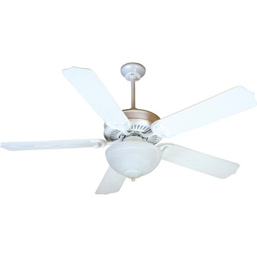 Craftmade 52" Porch Ceiling Fan with Outdoor Standard Blades in White and 2 Light Alabaster Outdoor Bowl