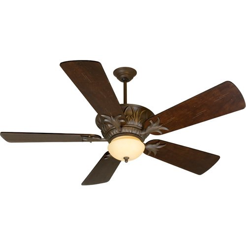 Craftmade 54" Ceiling Fan in Aged Bronze with Premier Blades in Distressed Walnut and Light Kit