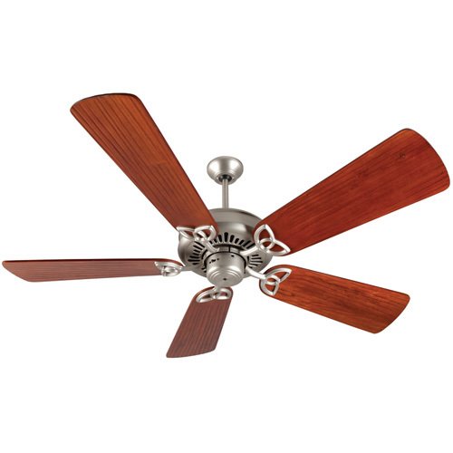 Craftmade 54" Ceiling Fan in Brushed Nickel with Premier Blades in Hand Scraped Cherry