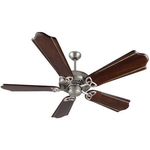 Craftmade 56" Ceiling Fan in Brushed Nickel with Custom Carved Blades in Classic Walnut/Vintage Madera