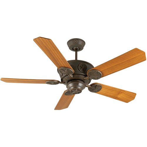 Craftmade 52" Ceiling Fan in Aged Bronze with Custom Wood Blades in Teak