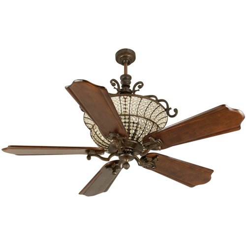 Craftmade 56" Ceiling Fan in Peruvian with Custom Carved Blades in Classic Ebony