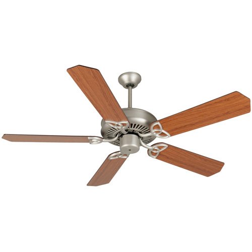 Craftmade 52" Ceiling Fan in Brushed Nickel with Standard Reversible Blades in Cherry/Rosewood