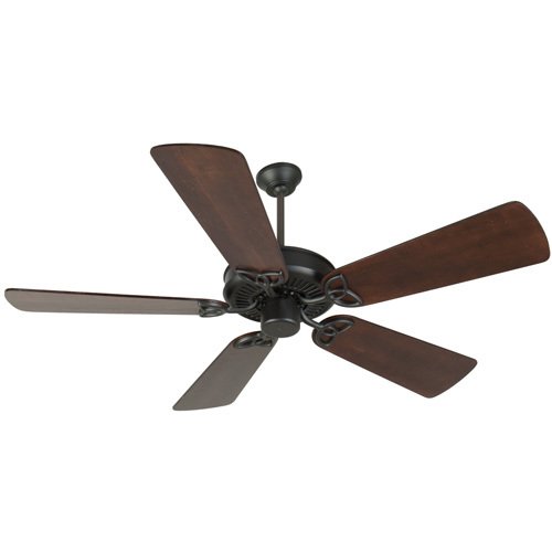 Craftmade 54" Ceiling Fan in Flat Black with Premier Blades in Distressed Walnut