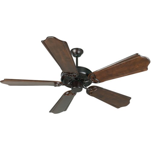 Craftmade 56" Ceiling Fan in Oiled Bronze with Custom Carved Blades in Classic Ebony