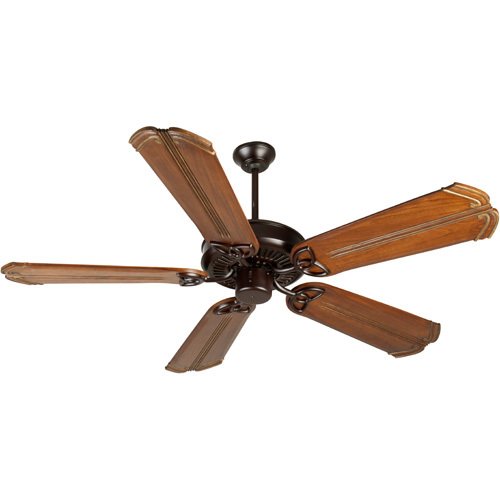 Craftmade 56" Ceiling Fan in Oiled Bronze with Custom Carved Blades in Chamberlain Oak