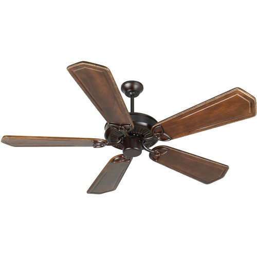 Craftmade 56" Ceiling Fan in Oiled Bronze with Custom Carved Blades in Ophelia Walnut/Vintage Madera