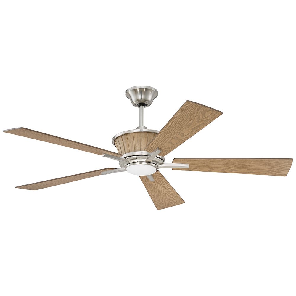 Craftmade 52" Ceiling Fan in Brushed Polished Nickel/Whiskey Barrel