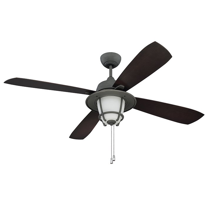 Craftmade 56" Ceiling Fan in Aged Galvanized with Dark Walnut Blades and White Frost Glass