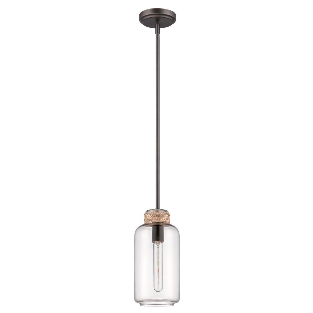Craftmade 1 Light Mini Rod Pendant in Espresso with Rope Accent