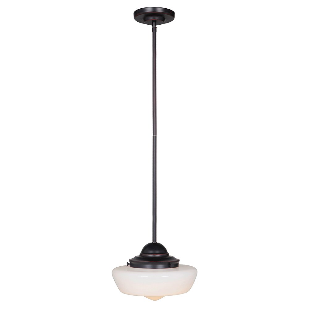 Craftmade 1 Light Mini Pendant with Rods in Oil Bronze Gilded with White Frosted Glass